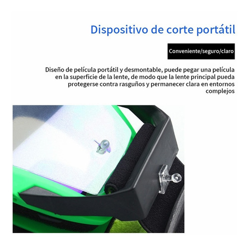 Gafas De Snowboard Motocross Esquí Moto Goggle Protección Uv Lente Azul Claro Armazón Verde