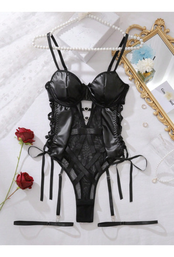 Body Liguero Breteles Tiras Cruzadas Y Ajuste Lateral - Domé Negro M