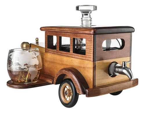 Decantador De Whisky Licor Botella Y 2 Vasos Auto Cachila