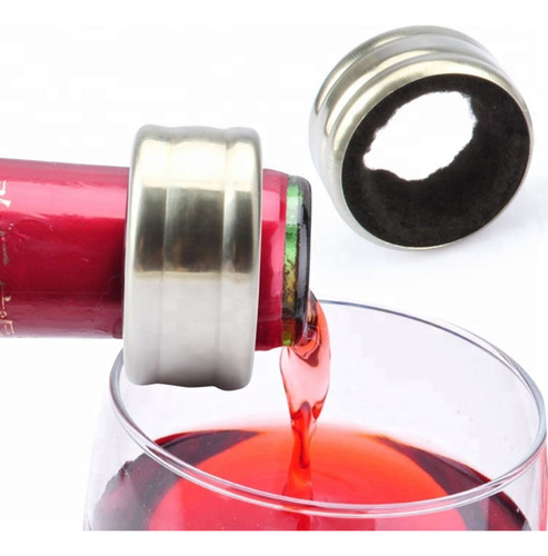 Anillo cortador de gotas de acero inoxidable para vinos con barra interior de fieltro