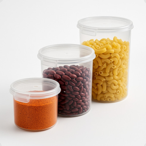 Kit 3 Potes Herméticos Plástico Com Tampa Vedação Cor Cinza