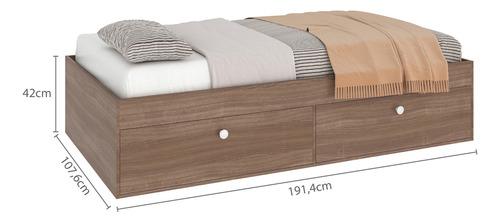 Cama Individual Con 4 Puertas Cb910 Color Café