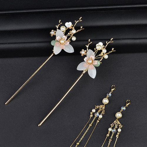 . Palillos De Pelo De Flor De Mujer, Perla De Borla De