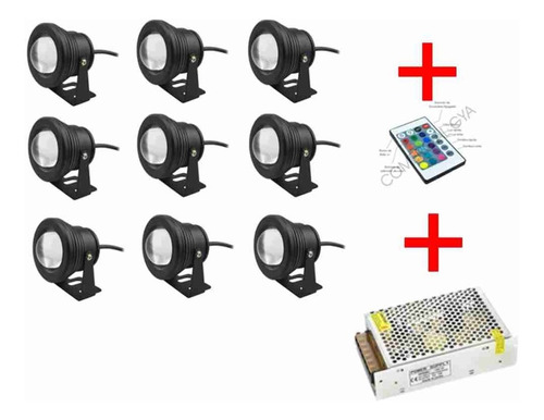 Reflector Led 10w Sumergible Rgb Para Acuario, Con Control