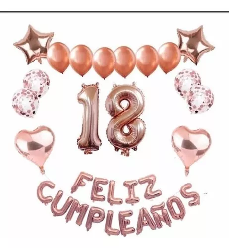 Mantel Metalizado Impreso - Feliz Cumpleaños Oro Rosa