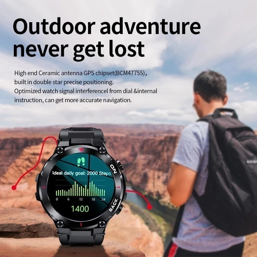 Reloj Inteligente Gps De 5atm Militar Impermeable P/hombre