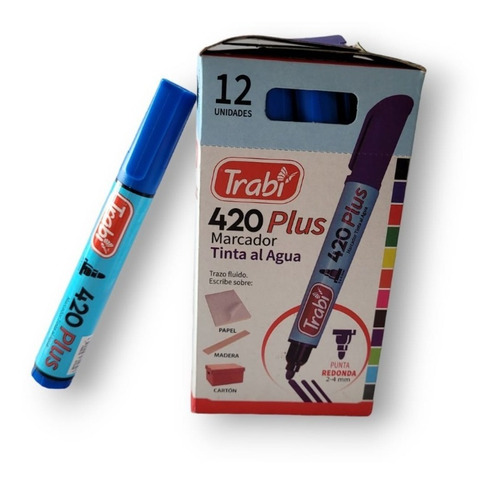 Marcador Al Agua Trabi 420 Punta Redond Recargable Pack X 12