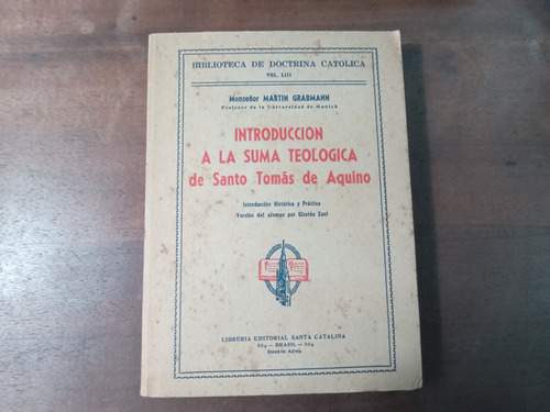 Libro Introduccion A La Suma Teologica De Santo Tomas De Aqu