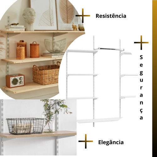 4 Trilhos Cremalheira Rasgo Duplo 2m 200cm Prateleira Loja
