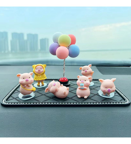 Adornos De Coche Con Forma De Cerdito, Base Viscosa, Decorac