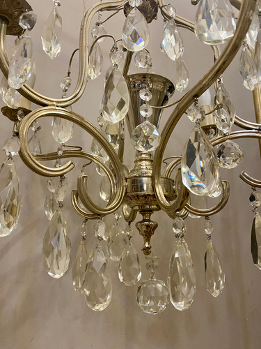 Lámpara De Techo Colgante Caireles Antigua Bronce 7 Luces Dorado (Usado)