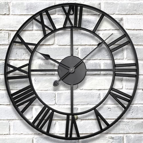 Reloj De Pared Retro Silencioso 60 Cm Números Romanos Decora