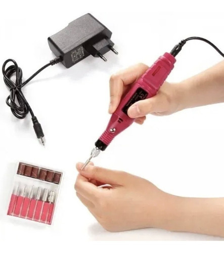 Imagen 4 de 5 de Torno Eléctrico Mini Uñas Manicura Pedicura + Kit Fresas