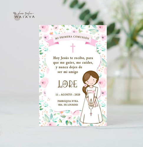 Imagen 3 de 10 de Estampitas Comunión Tarjetas Estampas Nenas X 3u