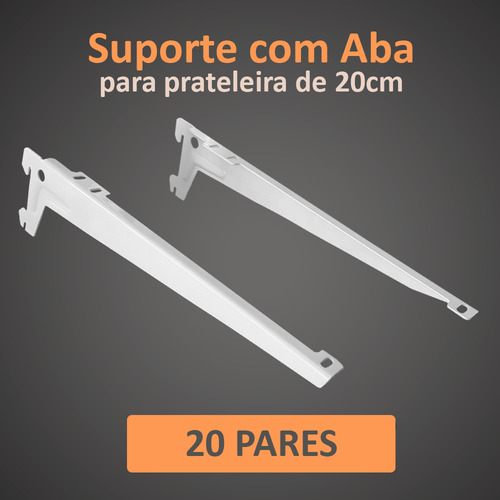 20 Par Suporte Prateleira Com Aba P/ Trilho Cremalheira 20cm