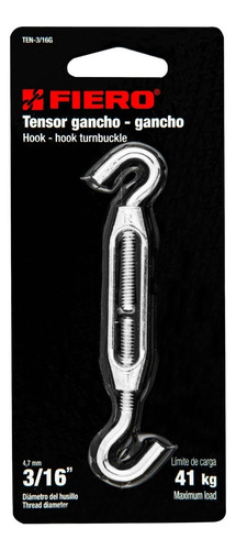Tensor Zinc Para Cable 3/16' Gancho - Gancho En Acero Fiero