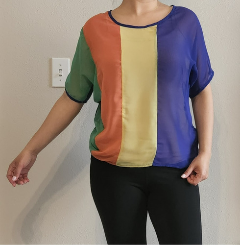 Blusa Camisa Dama Transparente Multicolor