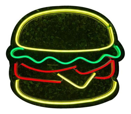 Letrero Led Neon Hamburguesa Para Negocio Comida Restaurante