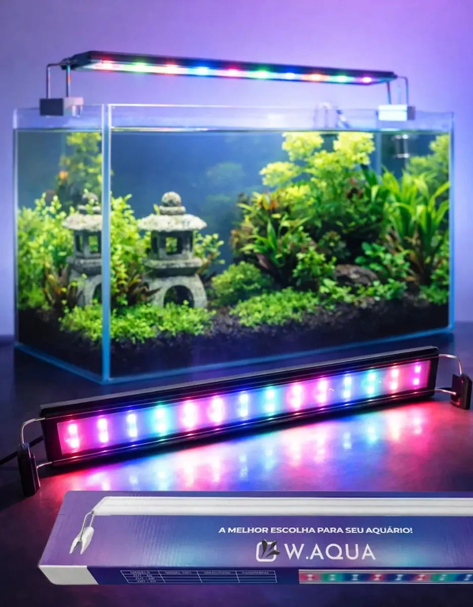 Luminária Aquário 50-60cm Led 3 Opções De Cor W.aqua Zht-50 Branco Azul Vermelho E Verde