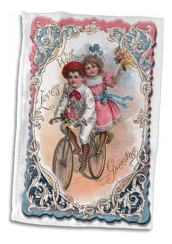 3d Rose Lindo Niño Y Niña En Una Bicicleta Tándem Co...