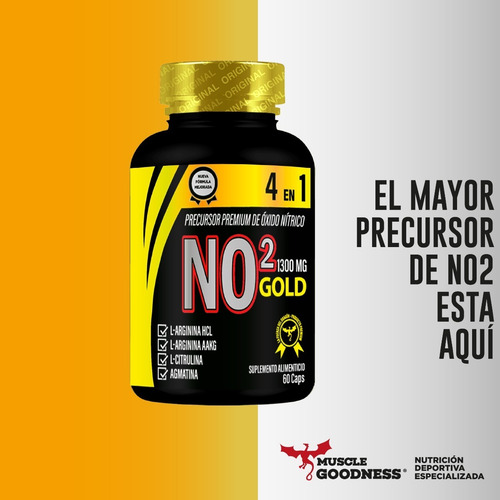 Imagen 6 de 6 de No2 Gold 4 En 1, Arginina Hcl + Citruina + Agmatina 60 Cap