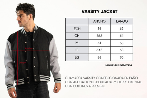 Chamarra Hombre One Piece Varsity Jacket Loose Fit