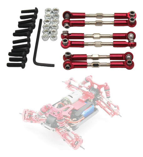 6pcs Rc Metal Link Set Reemplazos Para Wltoys 124016 Rojo