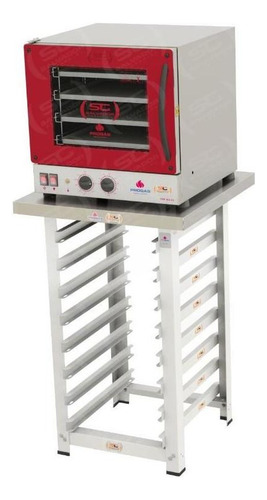 Forno Turbo Prp-004 127v Vermelho + Bancada Mes-004 - Progás