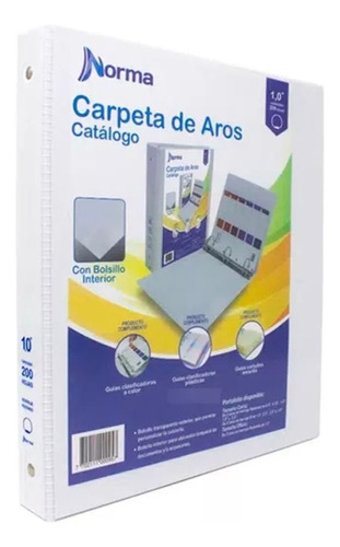 Folder Carpeta Tipo Catálogo 1,0 PuLG 3 Argollas Norma