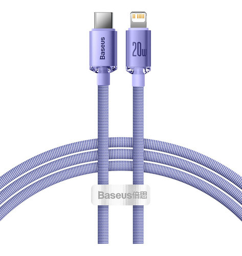 Cable Lightning A Usb-c 20w Carga Rapida 1,2 Metros Baseus Color Purpura