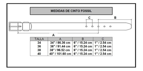Fossil Cinto Caballero Joe Mb1252 De Piel Color Negro Talla 34