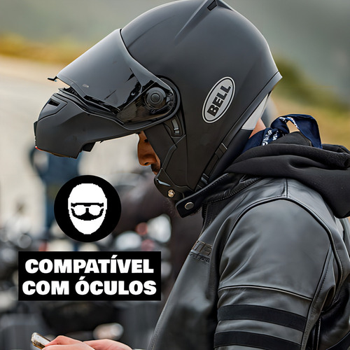 Capacete Bell Srt Modular Solid Gloss Black Preto Tamanho do capacete 58