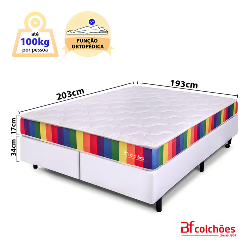 Cama Box com Colchão King D33 a Vácuo Ortopédico Rainbow 193x203cm BF Colchões