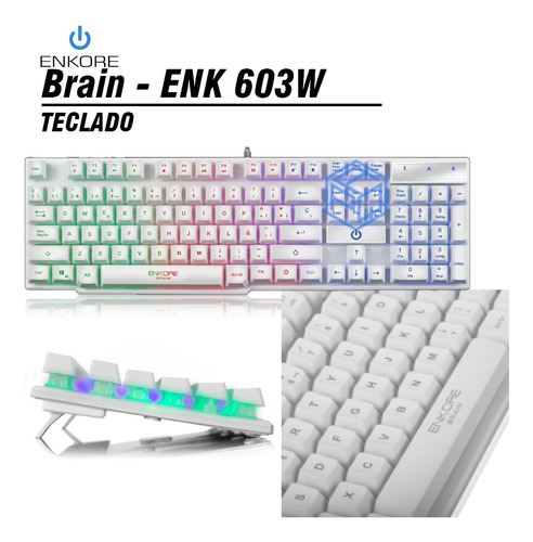 Teclado Enkore Brain - Enk 603w Rgb- White