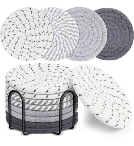 Mckanti 8 Posavasos Con Soporte, Posavasos Absorbentes De 4