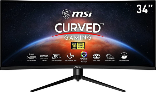 Monitor Curvo Msi Optix Ultrawide 34 2k 1ms 100hz Mag342cqrv