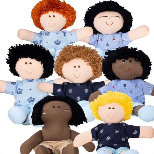 Kit Bonecas E Bonecos De Pano 30cm C/ 15 Unidades Sortidas