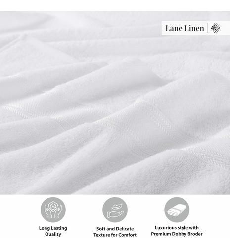 Juego De Toallas De Baño Lane Linen Luxury White 100% Algodó