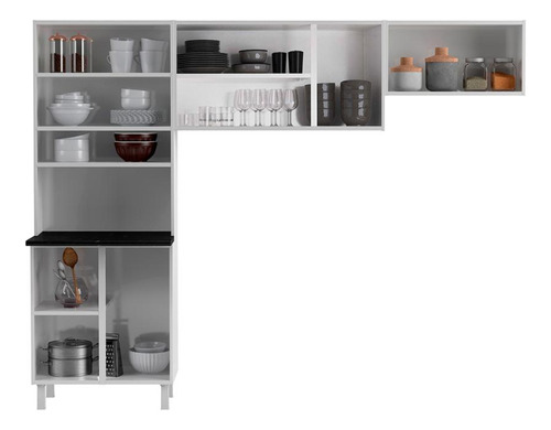 Cozinha Compacta Aço 3 Peças com Armário para Forno/Micro-ondas Multimóveis CR20367 Branco