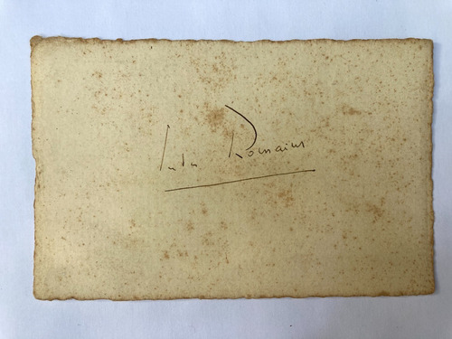 (autógrafo) Firma Manuscrita De Jules Romains Sobre Tarjeta.