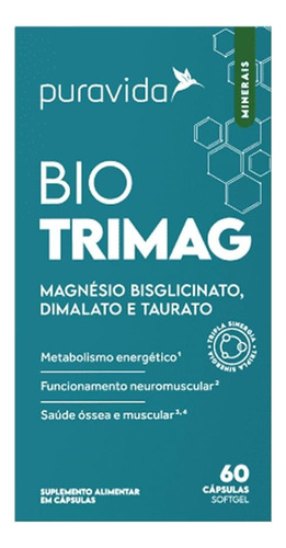 Bio Trimag 60 Caps Softgels Sabor Sem Sabor - Puravida Sem Sabor