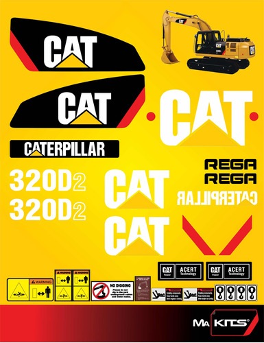 Calcomanías Para Maquinaria 320d2 Cat Excavadora