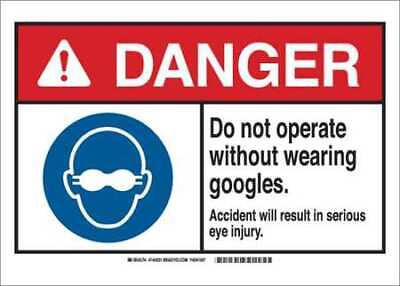 Brady 144229 Danger Sign,wearing Goggles,b-401,7 H Oaa