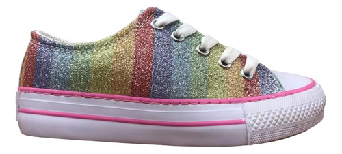 Zapatilla Star Glitter Nena Brillo Multicolor Arcoiris 27-34