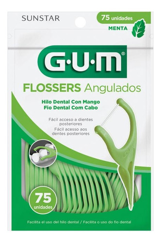 Gum Flossers Ángulado Palillos Con 75 Unidades Menta
