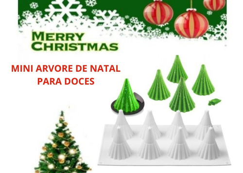 Molde De Silicone 8 Cavidades Mini Arvore De Natal P Doces | Frete grátis Molde De Silicone 8 Cavidades Mini Arvore De Natal P Doces | Frete grátis