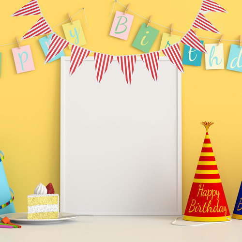 Banner De Cumpleaños Con Rayas Rojas De 5 Cuerdas, Bandera D