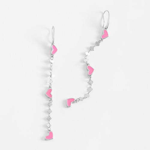 Aretes Nice Platino Modernos Con Rombos Colgantes