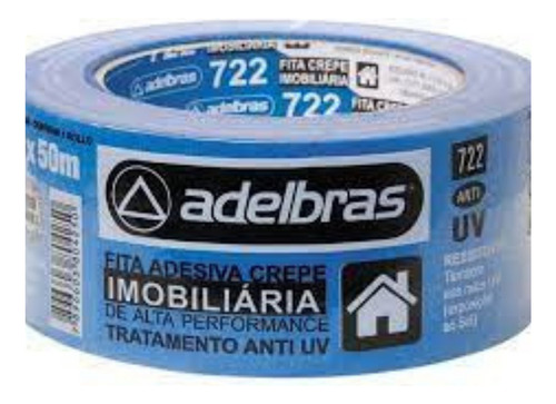 Fita Crepe Azul Blue Tape Profissional Adelbras 48mm X 50m