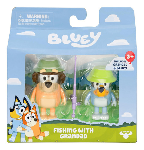 Bluey Pack 2 Figuras Pesca Con El Abuelo